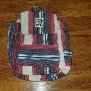 Señor Lopez Striped Backpack - Red, Blue, and White